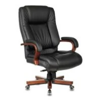 Кресло Бюрократ T-9925WALNUT (кожа черная)