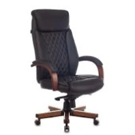 Кресло Бюрократ T-9924WALNUT (кожа черная)