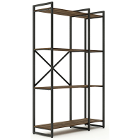 Стеллаж лофт двухсекционный GUTTA 1510х920х340 (4 полки) черный/коричневые