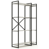 Стеллаж лофт двухсекционный GUTTA 1510х920х340 (4 полки) черный/патина